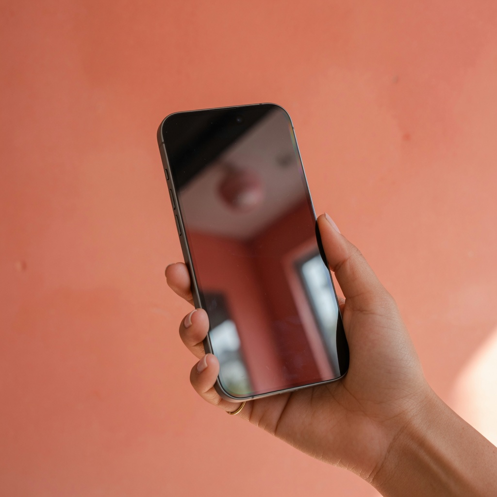 A phone held against a coral wall